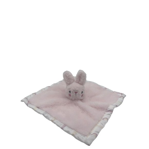Parents Choice Pink Bunny Rabbit Rainbows Security Blanket Lovey Satin Toy - Picture 1 of 6